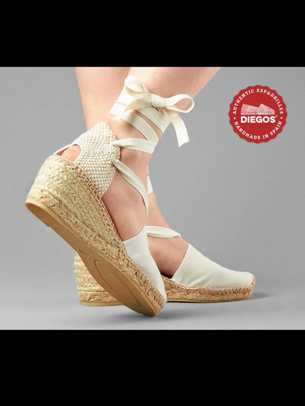 Diegos High Wedge Lola Espadrilles Ivory Handmade in Spain 36